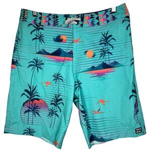Billabong Recycler Sundays Pro Mens Blue Sunset Swim Trunks Board Shorts Size 30